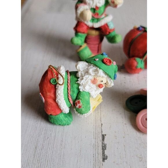 Enesco sewing pin needle thread Santa Claus figurine ornaments set Xmas 1983 - Picture 3 of 13